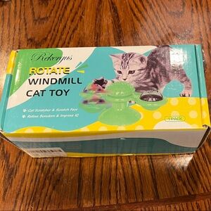 Green Windmill Cat Toy Rotate